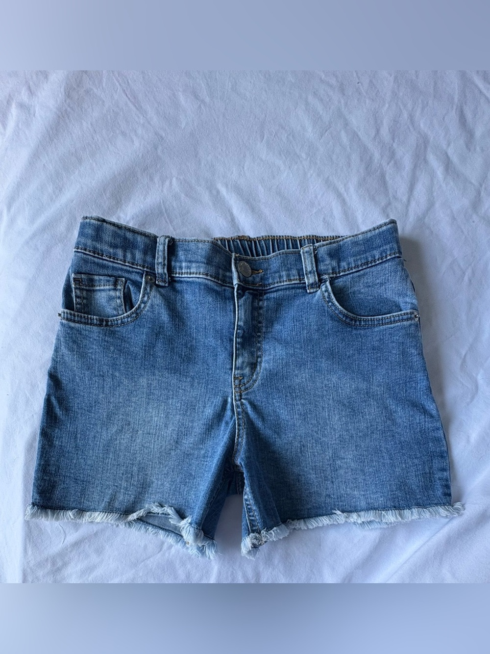 Cat & Jack Girls XL (14) Denim Shorts – Light Wash Frayed Hem